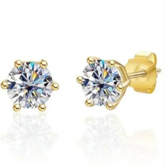 Certified 4ct. t.w. Diamond Moissanite Round Stud Earrings NEW